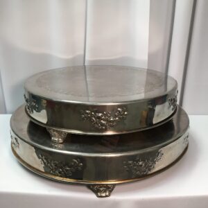 Round Silverplate with Flowers