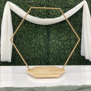 Cake Stand, Wooden with Gold Hexagon