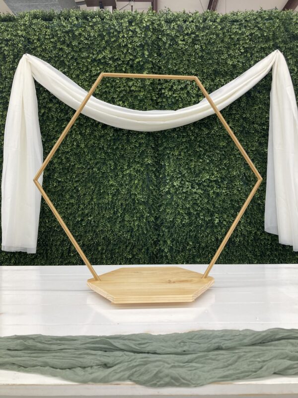 Cake Stand, Wooden with Gold Hexagon
