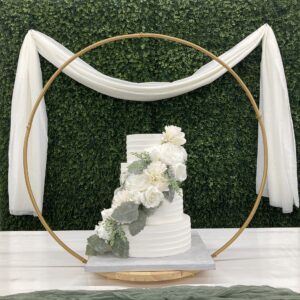 Cake Stand, Wooden with Gold Circle